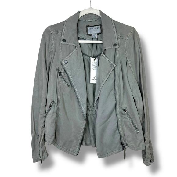 Anthropologie Marrakech NWT Ronika Moss Green Draped Moto Zip Jacket XS - Picture 3 of 10